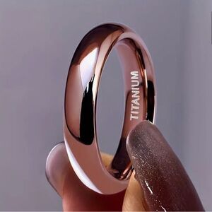 Rose Gold Titanium Steel 14K Gold Plated Engagement Wedding Ring Band 4mm